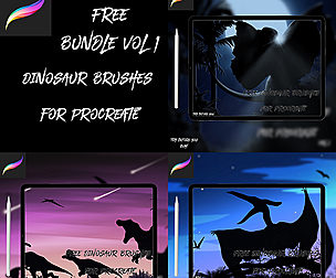 Free Dinosaur Brushes for Procreate Bundle Vol 1-3