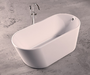 Freestanding oval bathtub with floor-mounted tap 4
