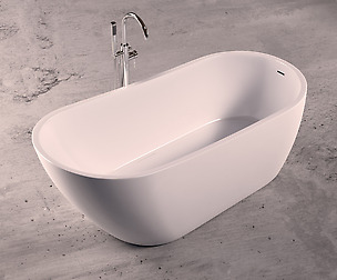 Freestanding oval bathtub with floor-mounted tap 5