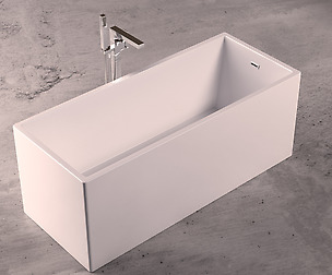 Freestanding  square bathtub + floor-mounted tap 8