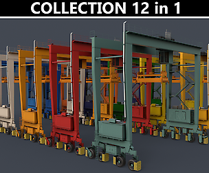PBR Rubber Tyred Gantry Crane V1 Multi color Pack