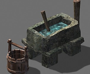 Draw water person-stone-sink