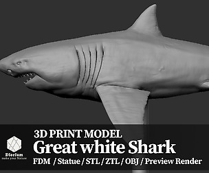 Great white Shark - 3D Print Model 3D print model