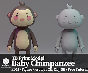 Baby chimpanzee Free 3D print model