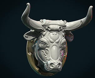 Ornate Bull Head II