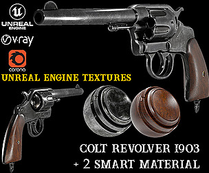 3d-Model Colt-Revolver-1903 + 2 Smart Materials
