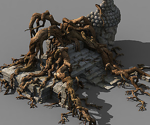 Stone Building-Stone Statue-Big Tree Root 05