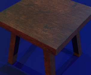 A wooden chair with scuffs and abrasions
