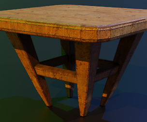 A wooden chair with scuffs and abrasions