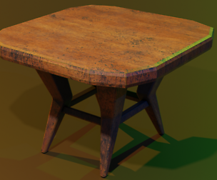 A wooden chair with scuffs and abrasions