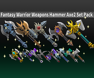 Fantasy Warrior Weapons Hammer Axe2 Set Pack