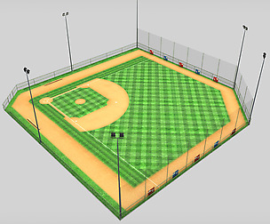 Baseball stadium pitch diamond low poly