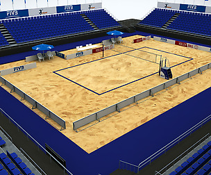 Volleyball beach court stadium high detail