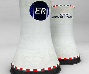 Cooling Tower Power Plant low poly