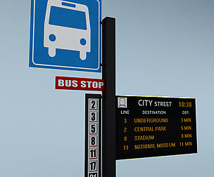 Electronic bus stop schedule timetable low poly