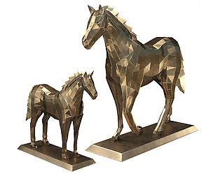 low poly Sculpture set 02-horse02