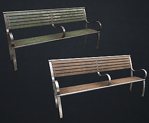 Street Bench - Low Poly