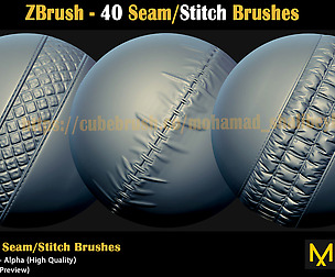 ZBrush - 40 Seam/Stitch Brushes (VOL 02)