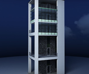 Glass tower city building