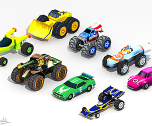 Low poly Cartoon Cars toys