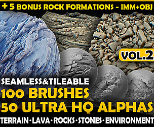 Ultra HQ Terrain Seamless Zbrush brushes/Alphas V2