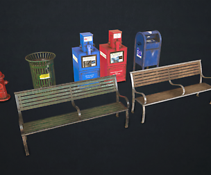 Street Elements Collection 1 - Low Poly