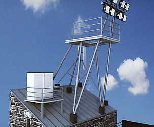 Industrial glass tower building