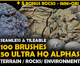 Ultra HQ Terrain Seamless Zbrush brushes/Alphas