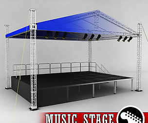 Music scene stage scaffolding
