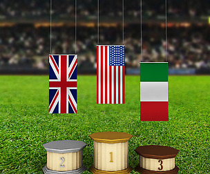 Old greece sport podium flags