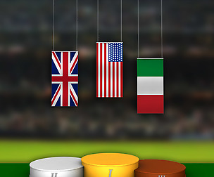 Sport podium metal flags