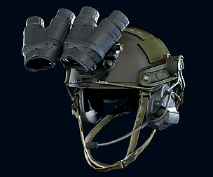 Military light helmet with night vision goggles