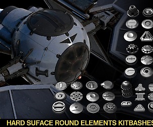 50+ Round Hard Surface Kitbash elements