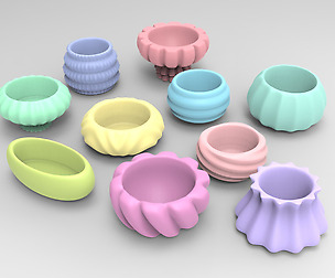 10 Cute Geometric 3D Printing Planter Set