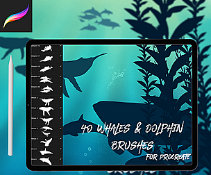 40 Dolphin & Whale Brushes for Procreate