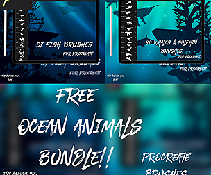 Free Ocean Animals Brushes for Procreate Bundle