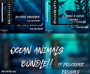 77 Ocean Animals Brushes for Procreate Bundle