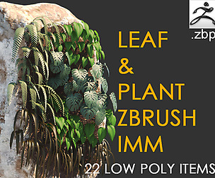 Zbrush leaf and plant IMM (LOW POLY) + video