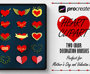 Procreate Brushes - Heart Clipart Stamp Brushes