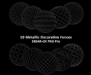 10 Metallic Decorative Fences SBSAR+2K PNG File