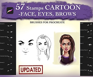 Cartoon Face Eyes Brows Brushes For Procreate
