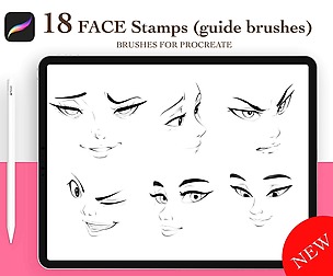 Cartoon Face Eyes Brows Brushes Procreate