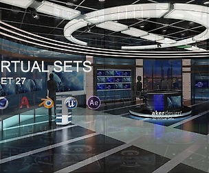 Virtual TV Studio News Set 27