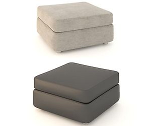 2 pouf leather and fabric