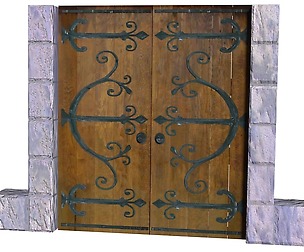 Door Castle-like iron and wood
