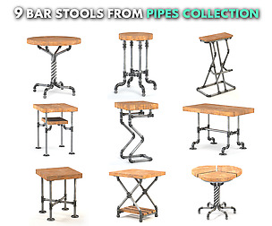 9 Bar stools from pipes collection