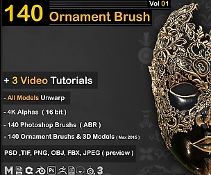 140 Ornament Brush +3DModel + IMM Brush - VOL 01
