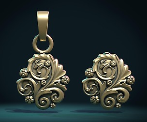 Leaves Scrolls charm pendant