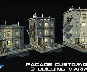 Customizable city building Low-poly 3D model T03