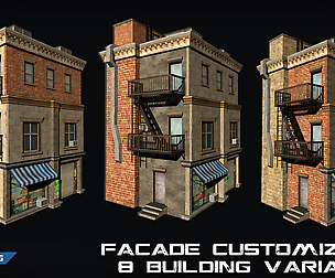 Customizable city building Low-poly 3D model T02